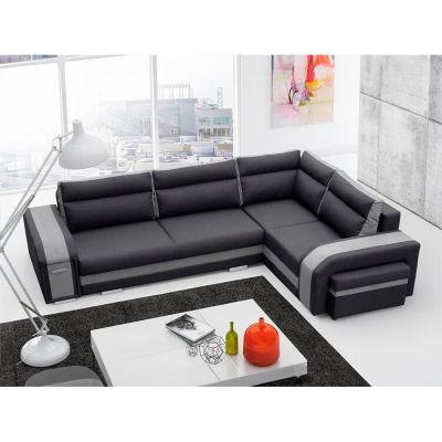 Canapé d'angle Kingsport 100, Gris, Fonction de couchage, 300x200x90cm