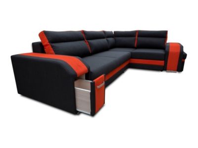Canapé d'angle Kingsport 100, Gris, Fonction de couchage, 300x200x90cm