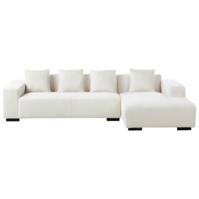 Canapé d'angle LUNGO Bouclé Blanc 4 places Côté gauche