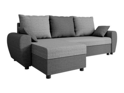 Canapé d'angle Memphis 123, Gris, Fonction de couchage, 242x139x83cm