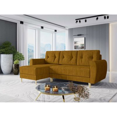 Canapé d'angle Memphis 139, Jaune, Fonction de couchage, 234x139x95cm