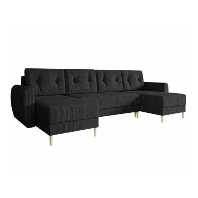 Canapé d'angle Memphis 140, Noir, Fonction de couchage, 307x139x95cm