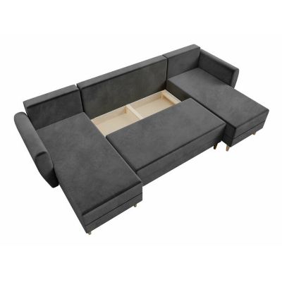 Canapé d'angle Memphis 140, Noir, Fonction de couchage, 307x139x95cm