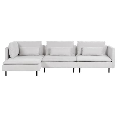 Canapé d'angle modulable 3 places EGERIS Tissu Gris clair Côté droit