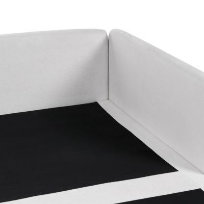 Canapé d'angle modulable 3 places EGERIS Tissu Gris clair Côté droit