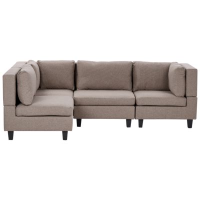 Canapé d'angle modulable 4 places UNSTAD Tissu Marron Côté droit