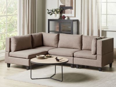 Canapé d'angle modulable 4 places UNSTAD Tissu Marron Côté droit