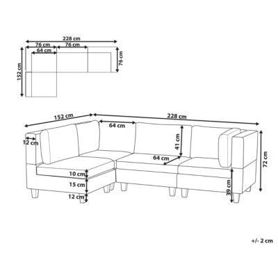 Canapé d'angle modulable 4 places UNSTAD Tissu Marron Côté droit