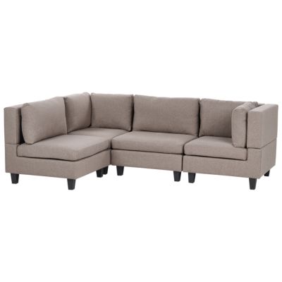 Canapé d'angle modulable 4 places UNSTAD Tissu Marron Côté droit