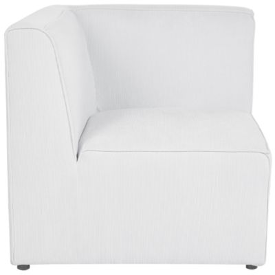 Canapé d'angle modulable 5 places LEMVIG Velours côtelé Blanc cassé avec ottoman Côté gauche