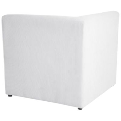 Canapé d'angle modulable 5 places LEMVIG Velours côtelé Blanc cassé avec ottoman Côté gauche