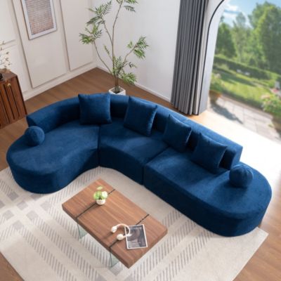 Canapé d'Angle Modulable - Canapé L Moderne en Velours Bleu, Design Élégant, Ultra-Confortable