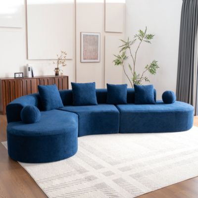 Canapé d'Angle Modulable - Canapé L Moderne en Velours Bleu, Design Élégant, Ultra-Confortable