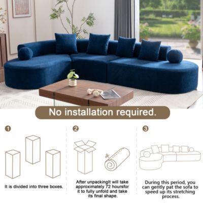 Canapé d'Angle Modulable - Canapé L Moderne en Velours Bleu, Design Élégant, Ultra-Confortable