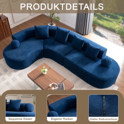 Canapé d'Angle Modulable - Canapé L Moderne en Velours Bleu, Design Élégant, Ultra-Confortable