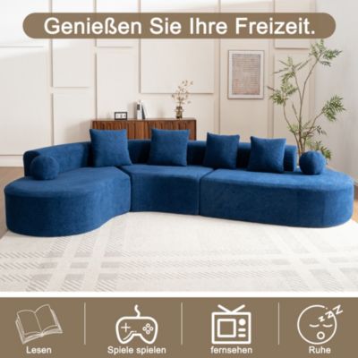 Canapé d'Angle Modulable - Canapé L Moderne en Velours Bleu, Design Élégant, Ultra-Confortable