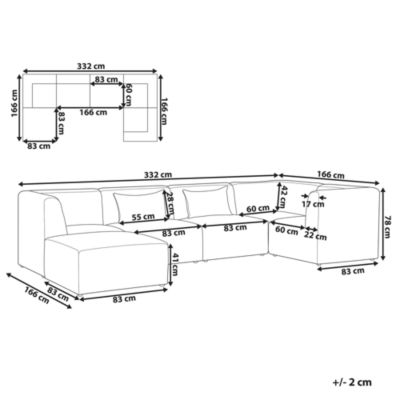 Canapé d'angle modulable LEMVIG Velours côtelé Blanc cassé avec ottoman 5 places Côté gauche