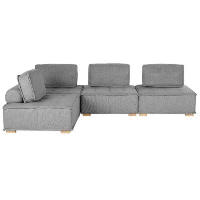 Canapé d'angle modulable TIBRO Tissu Gris 4 places Côté droit