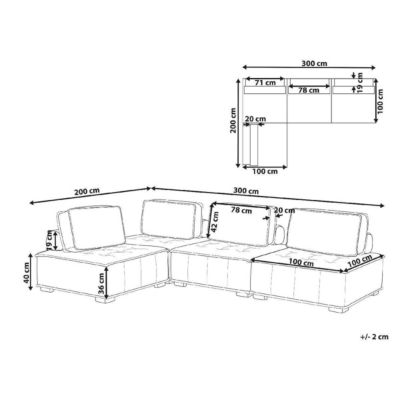 Canapé d'angle modulable TIBRO Tissu Gris 4 places Côté droit