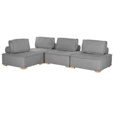 Canapé d'angle modulable TIBRO Tissu Gris 4 places Côté droit