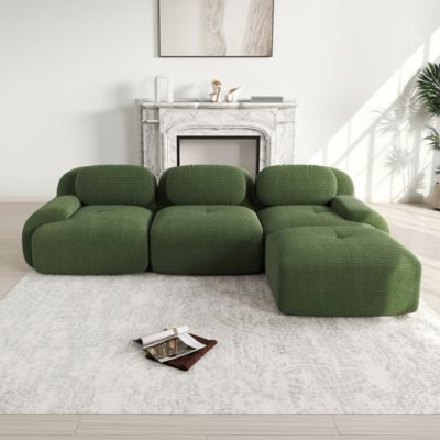 Canapé d'angle modulaire,Green,velours côtelé,ergonomique,adapté aux animaux domestiques,accoudoirs extra-larges