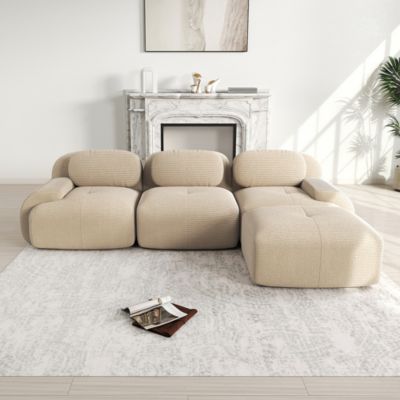 Canapé d'angle modulaire sans montage, ergonomique et adapté aux animaux domestiques,beige