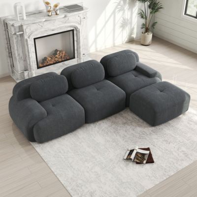 Canapé d'angle modulaire sans montage, ergonomique et adapté aux animaux domestiques,gris