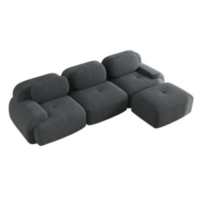 Canapé d'angle modulaire sans montage, ergonomique et adapté aux animaux domestiques,gris