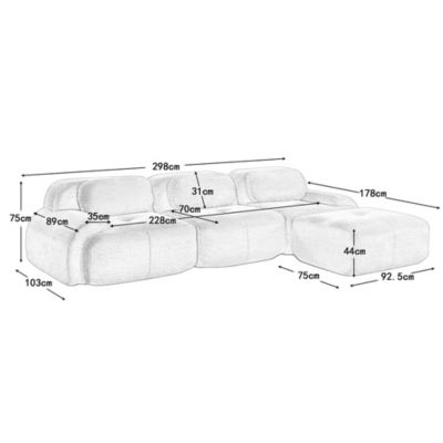 Canapé d'angle modulaire sans montage, ergonomique et adapté aux animaux domestiques,gris