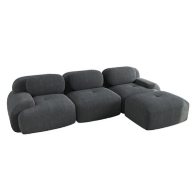 Canapé d'angle modulaire sans montage, ergonomique et adapté aux animaux domestiques,gris