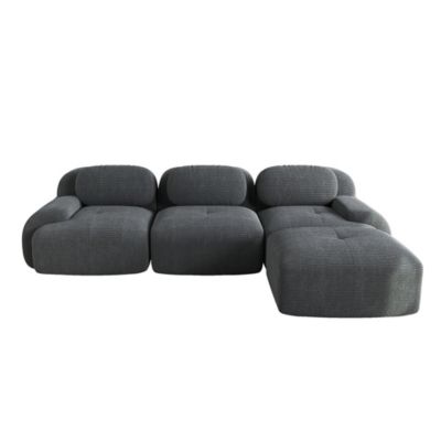 Canapé d'angle modulaire sans montage, ergonomique et adapté aux animaux domestiques,gris