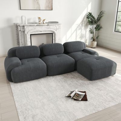 Canapé d'angle modulaire sans montage, ergonomique et adapté aux animaux domestiques,gris