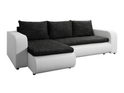 Canapé d'angle Muncie 100, Noir, Fonction de couchage, 245x150x82cm