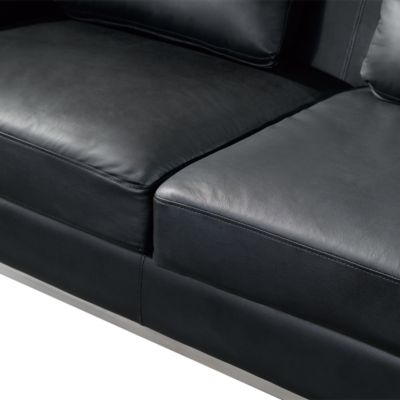 Canapé d'angle OSLO Cuir Noir Côté gauche | Castorama