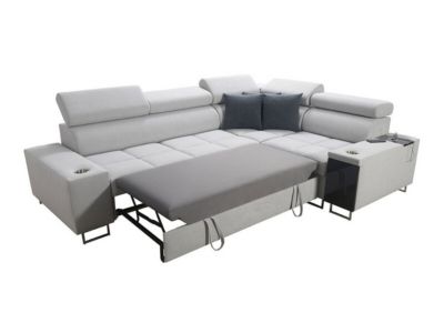 Canapé d'angle Pearland 109, Rose, Fonction de couchage, 283x207x84cm