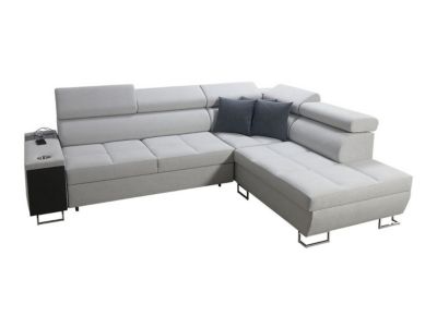 Canapé d'angle Pearland 115, Gris, Fonction de couchage, 283x221x84cm