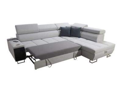Canapé d'angle Pearland 115, Gris, Fonction de couchage, 283x221x84cm