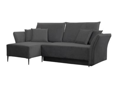 Canapé d'angle Providence 146, Noir, Fonction de couchage
