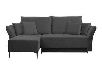 Canapé d'angle Providence 146, Noir, Fonction de couchage