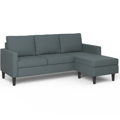 Canapé d'angle réversible 3 places MARIUS 200 cm en tissu gris anthracite