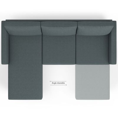 Canapé d'angle réversible 3 places MARIUS 200 cm en tissu gris anthracite