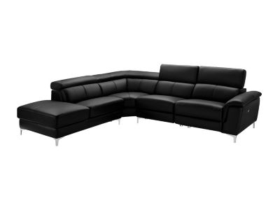 Canapé d'angle relax électrique en cuir SITIA - Noir - Angle gauche