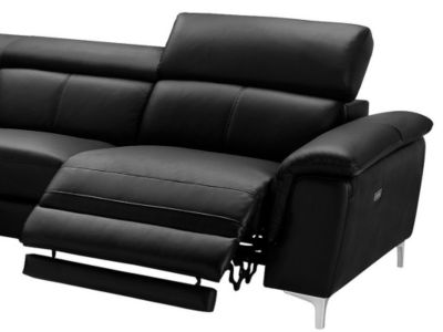 Canapé d'angle relax électrique en cuir SITIA - Noir - Angle gauche