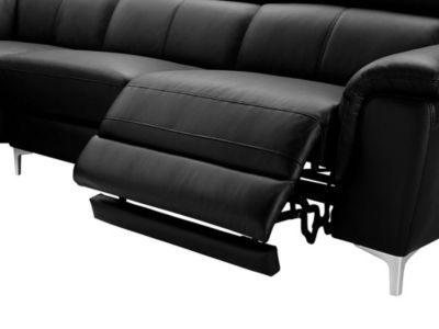 Canapé d'angle relax électrique en cuir SITIA - Noir - Angle gauche