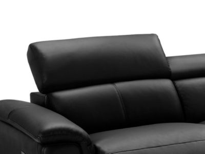 Canapé d'angle relax électrique en cuir SITIA - Noir - Angle gauche