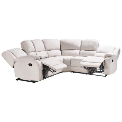 Canapé d'angle relax manuel ROKKE Tissu Beige clair 5 places Côté gauche