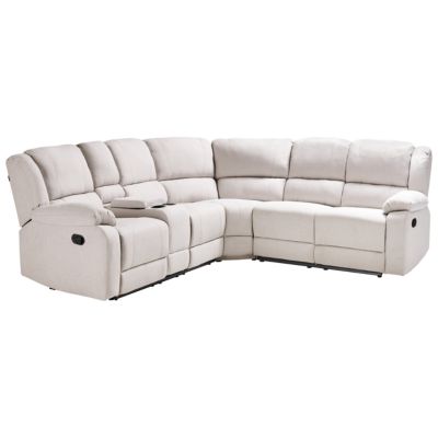 Canapé d'angle relax manuel ROKKE Tissu Beige clair 5 places Côté gauche
