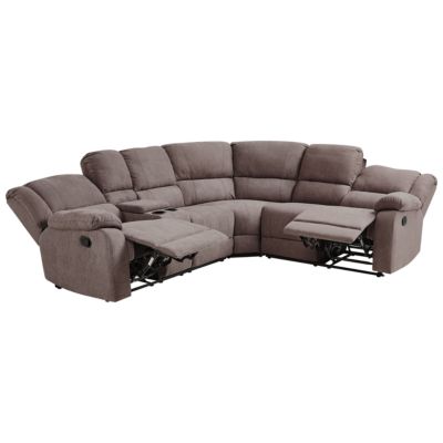 Canapé d'angle relax manuel ROKKE Tissu Taupe 5 places Côté gauche