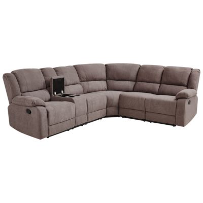 Canapé d'angle relax manuel ROKKE Tissu Taupe 5 places Côté gauche