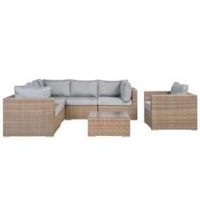 Canapé d'angle Set lounge pour jardin CONTARE Marron clair